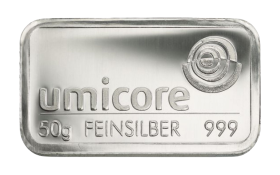 50 g Silberbarren geprägt Resaleware verschiedene Hersteller